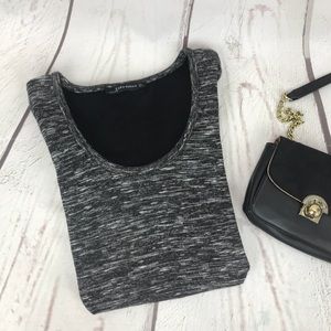 Zara Scoop Neck 1/4 Sleeve Sweater Top Side Slit